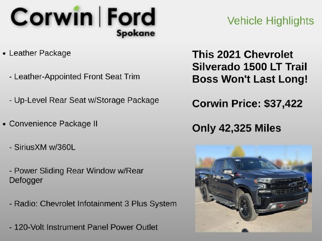 Used 2021 Chevrolet Silverado 1500 LT Trail Boss w/ Convenience Package II AWD/4WD image 6