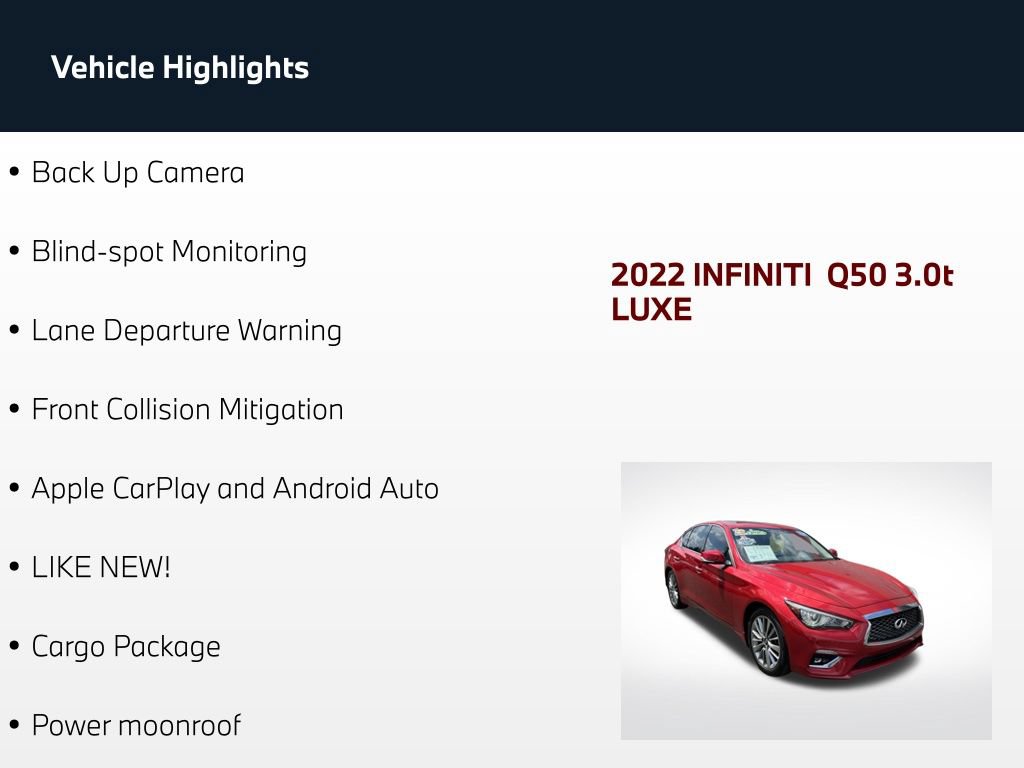Used 2022 INFINITI Q50 Luxe w/ Cargo Package AWD/4WD image 5