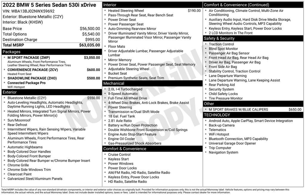Used 2022 BMW 530i xDrive w/ M Sport Package image 17