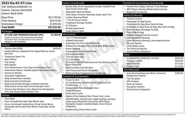 Used 2022 Kia K5 GT-Line w/ GT-Line Awd Premium Package image 2