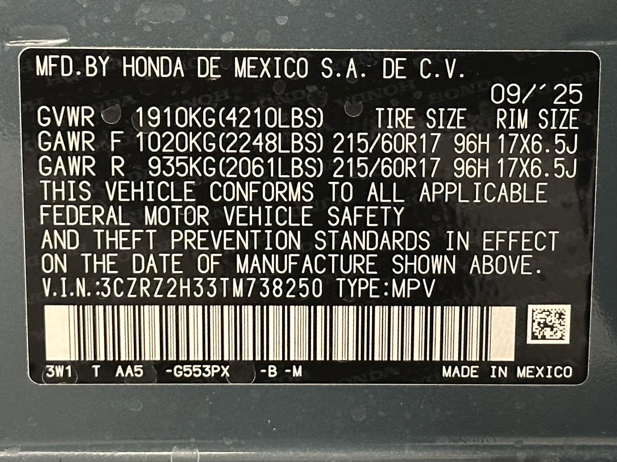 New 2026 Honda HR-V LX image 21
