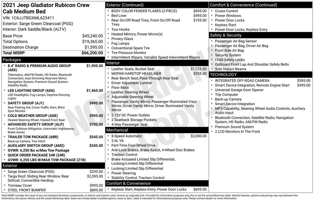 Used 2021 Jeep Gladiator Rubicon AWD/4WD image 45