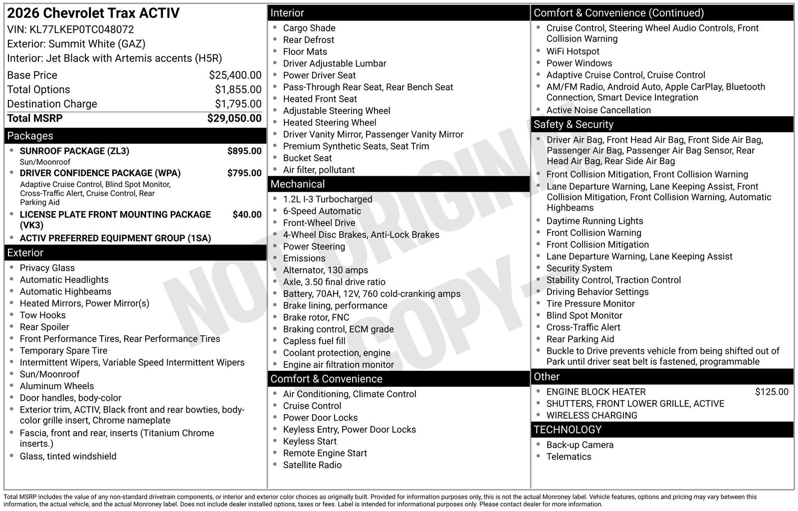 New 2026 Chevrolet Trax ACTIV w/ Sunroof Package FWD image 5