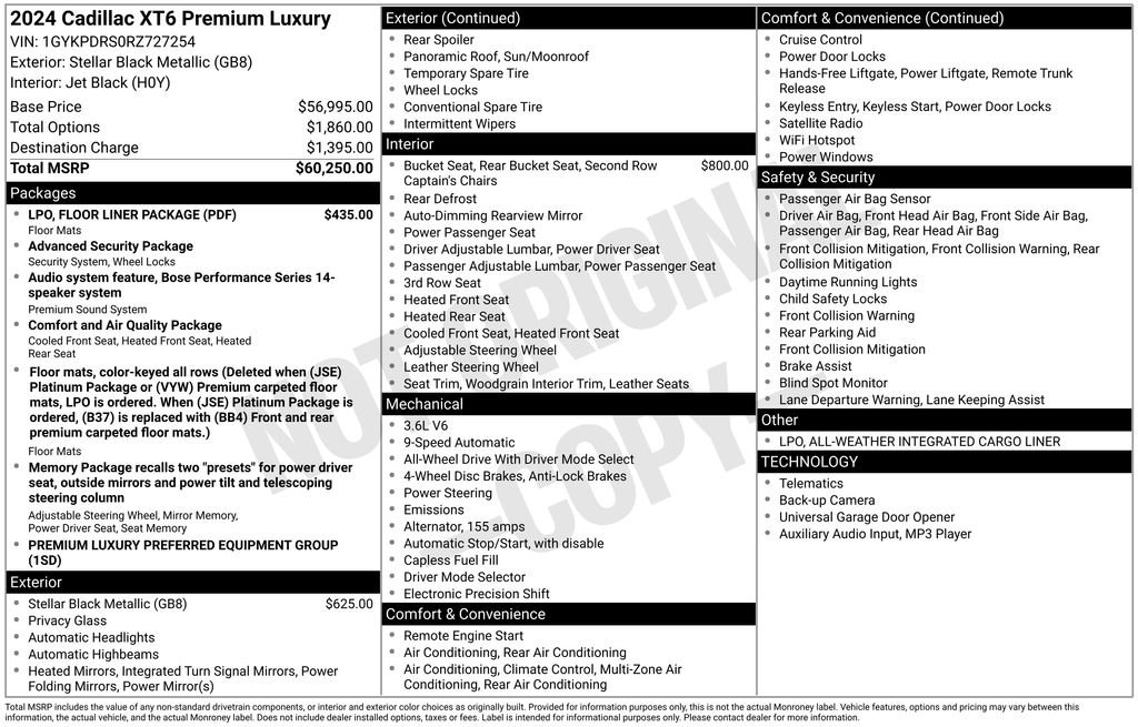 Used 2024 Cadillac XT6 Premium Luxury w/ LPO, Floor Liner Package image 9