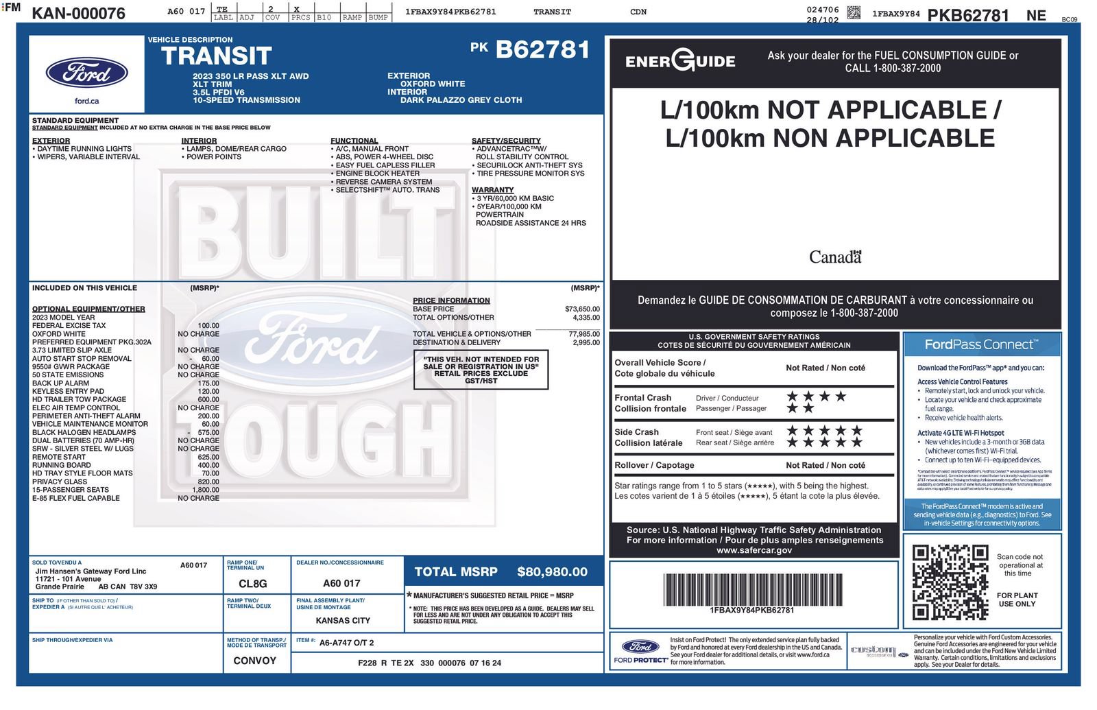 Used 2023 Ford Transit 350 XLT AWD/4WD image 86