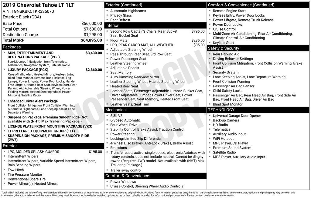 Certified 2019 Chevrolet Tahoe LT AWD/4WD image 15
