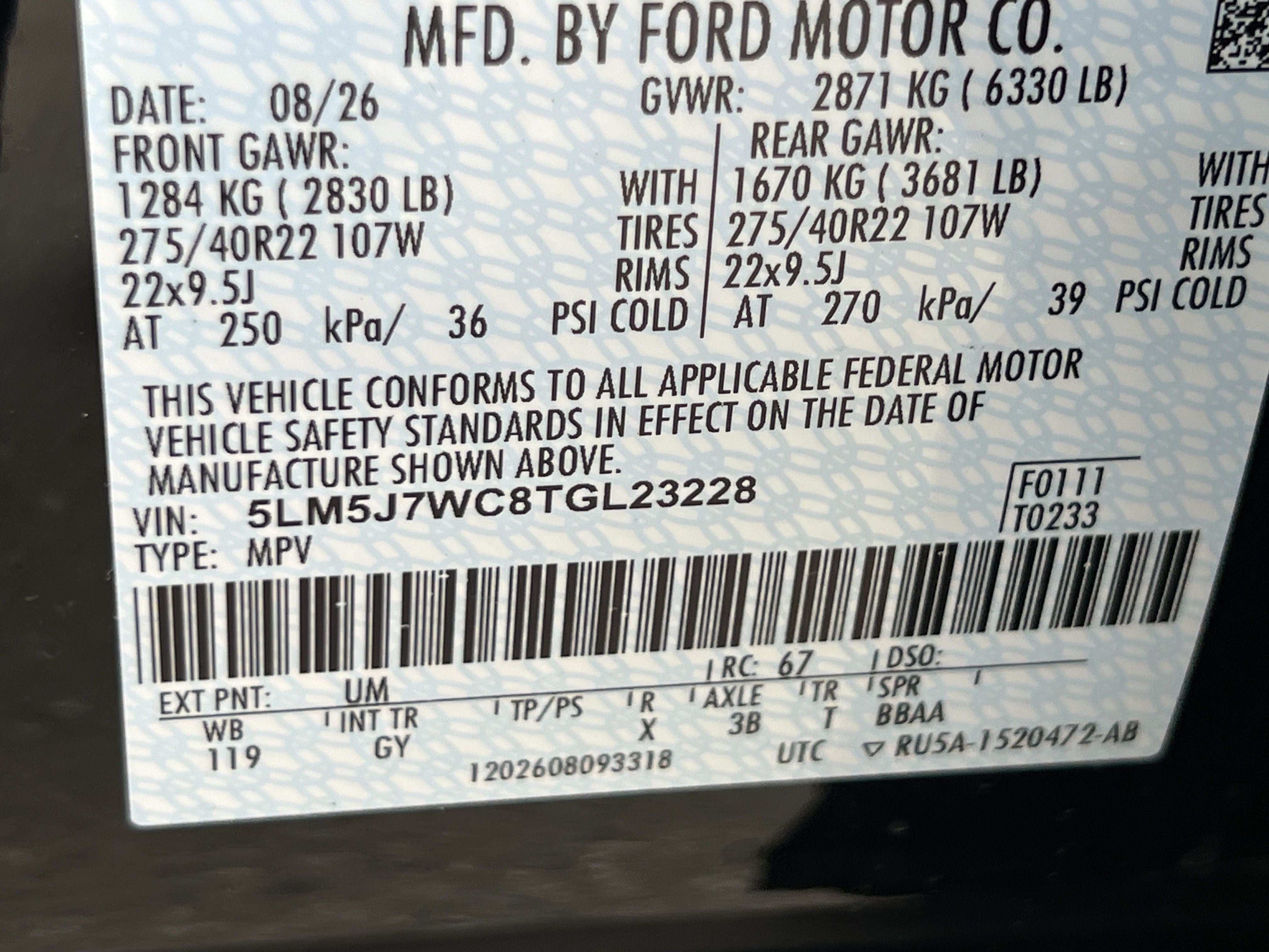New 2026 Lincoln Aviator Reserve w/ Jet Appearance Package RWD image 33