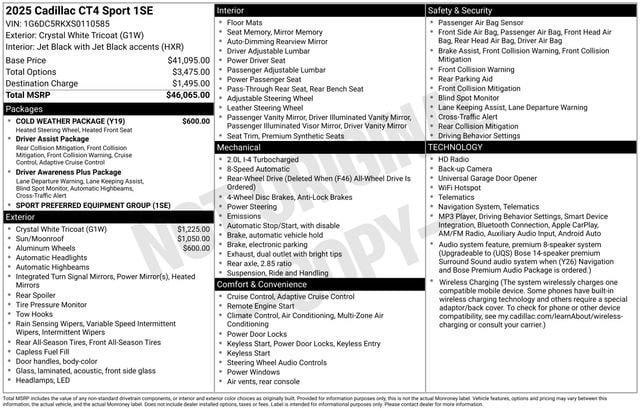 Certified 2025 Cadillac CT4 Sport w/ Cold Weather Package RWD image 35