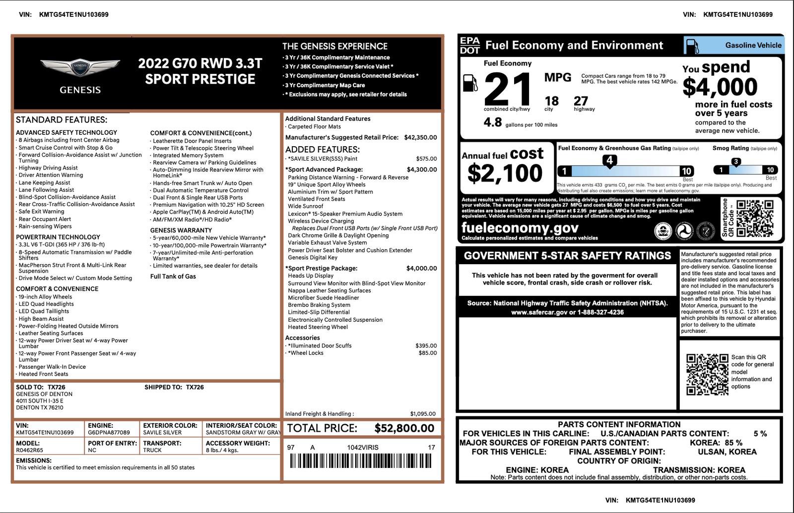 Certified 2022 Genesis G70 3.3T RWD image 3