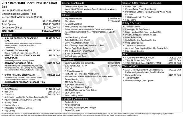Used 2017 RAM 1500 Sport w/ Sublime Green Sport Package image 11