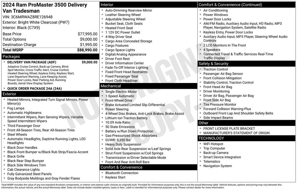 New 2024 RAM ProMaster 3500 w/ Delivery Van Package image 4