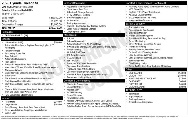 New 2026 Hyundai Tucson SE AWD/4WD image 24