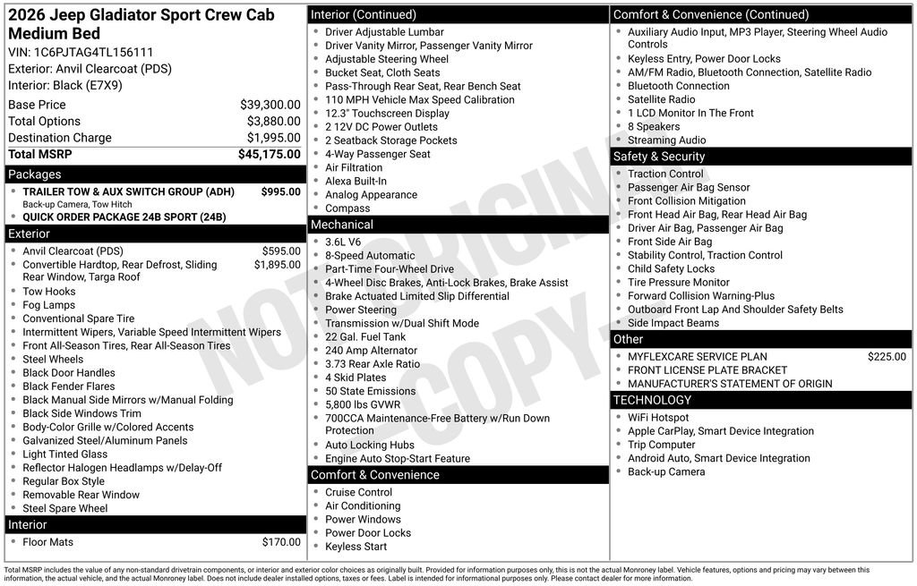 New 2026 Jeep Gladiator Sport image 6