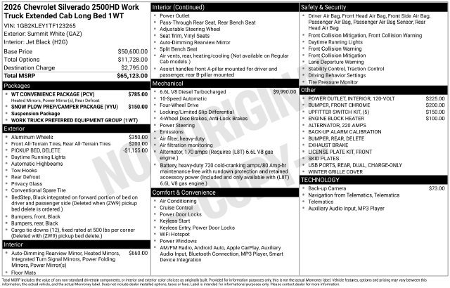 New 2026 Chevrolet Silverado 2500 W/T w/ WT Convenience Package AWD/4WD image 4