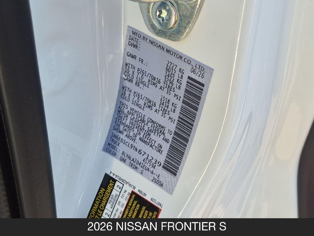 New 2026 Nissan Frontier S RWD image 26