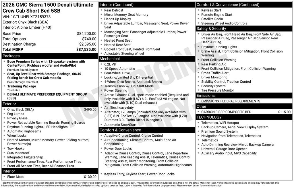 New 2026 GMC Sierra 1500 Denali Ultimate image 10