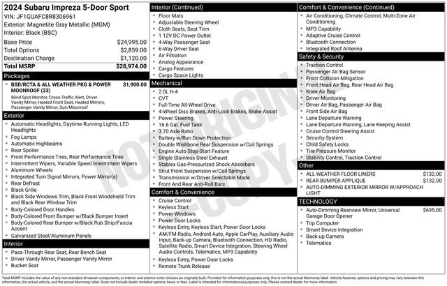 Used 2024 Subaru Impreza 2.0i Sport image 32