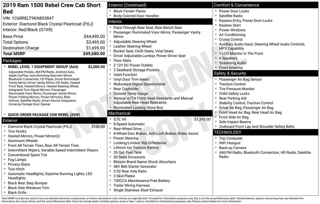 Used 2019 RAM 1500 Rebel w/ Rebel Level 1 Equipment Group RWD image 39