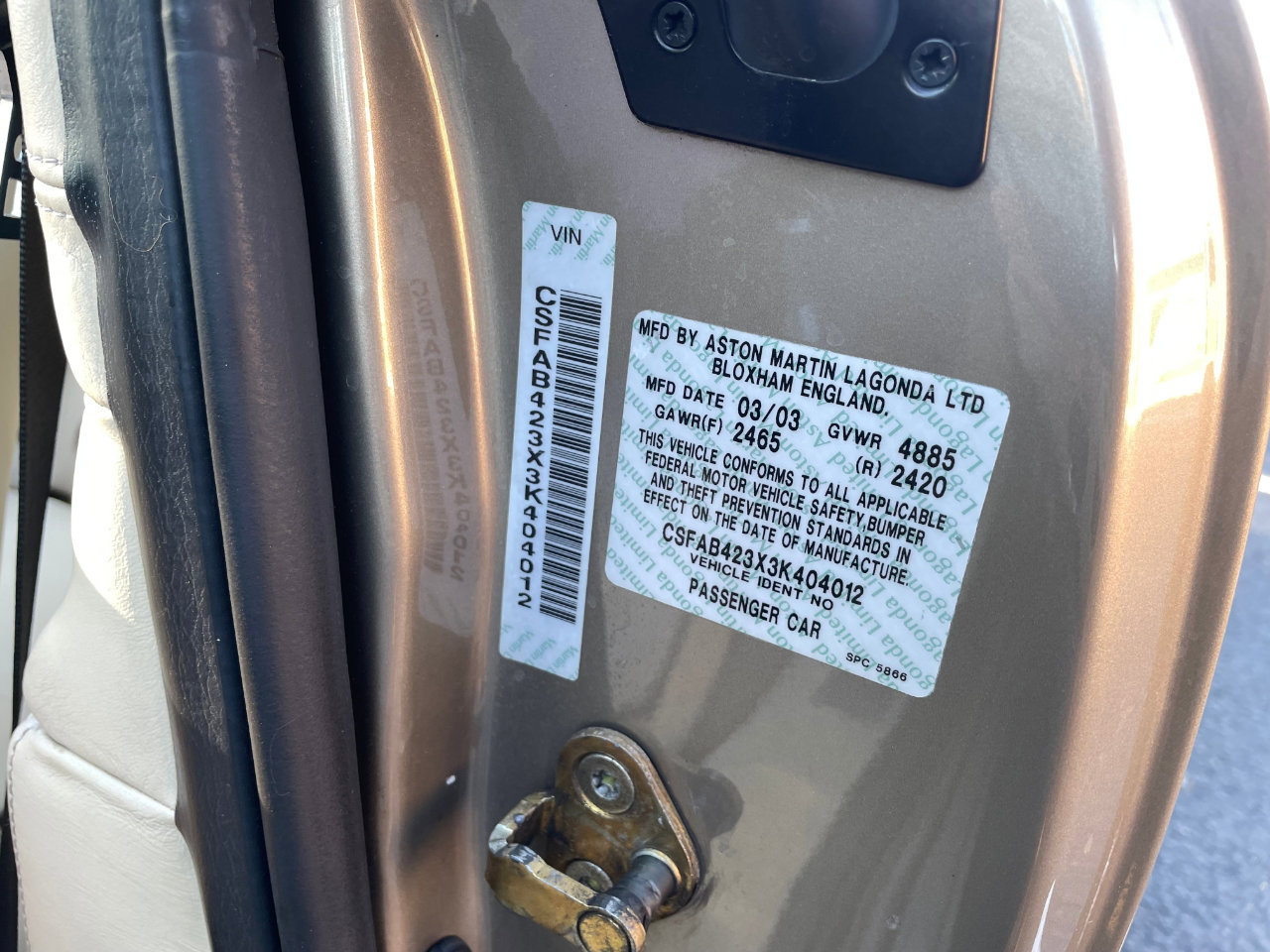 Used 2003 Aston Martin DB7 Vantage image 79
