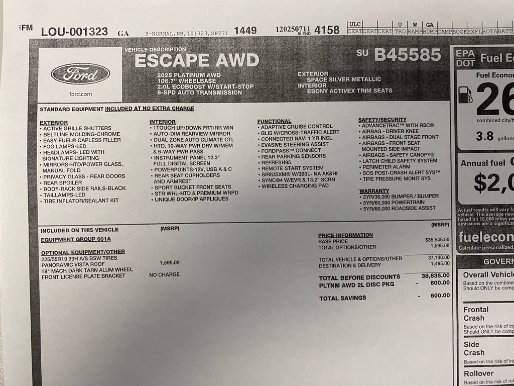 Used 2025 Ford Escape Platinum AWD/4WD image 33