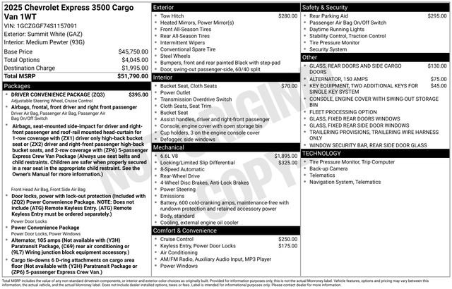 New 2025 Chevrolet Express 3500 w/ Driver Convenience Package RWD image 5