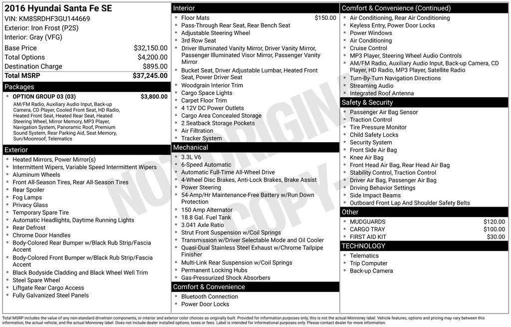 Used 2016 Hyundai Santa Fe SE w/ Option Group 03 image 6