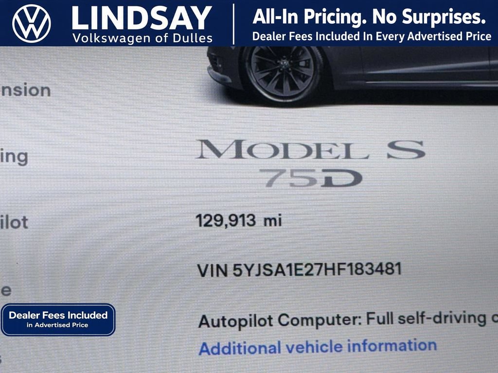 Used 2017 Tesla Model S 75D AWD/4WD image 29