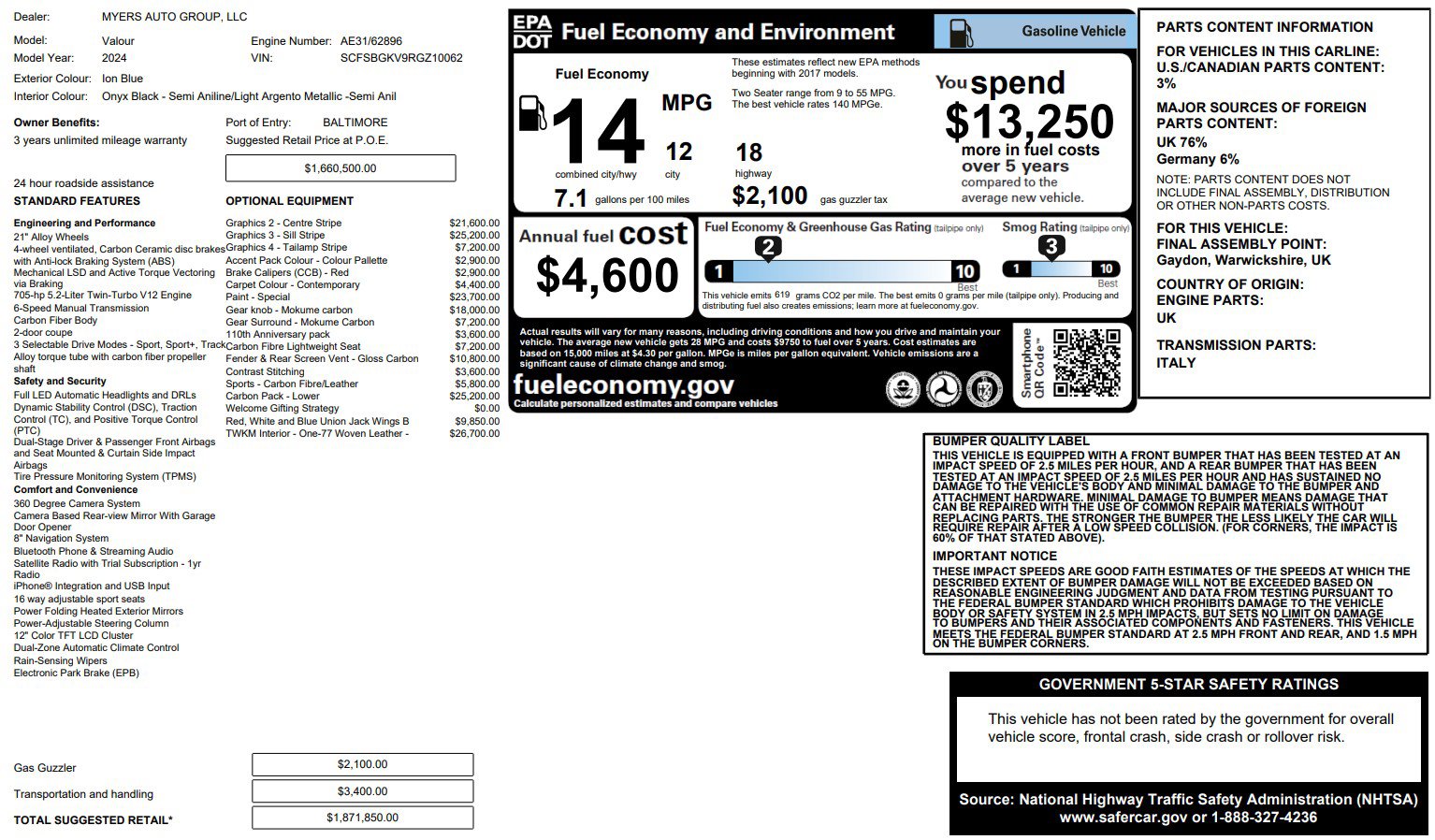 Used 2024 Aston Martin Valour Coupe image 31