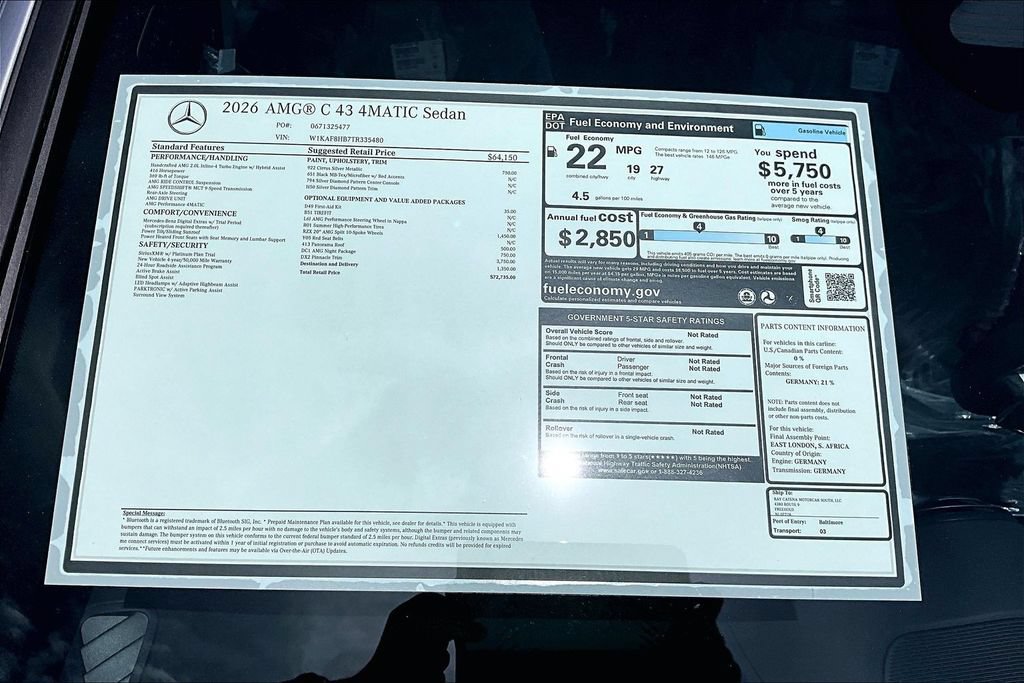 New 2026 Mercedes-Benz C 43 AMG 4MATIC Sedan image 13