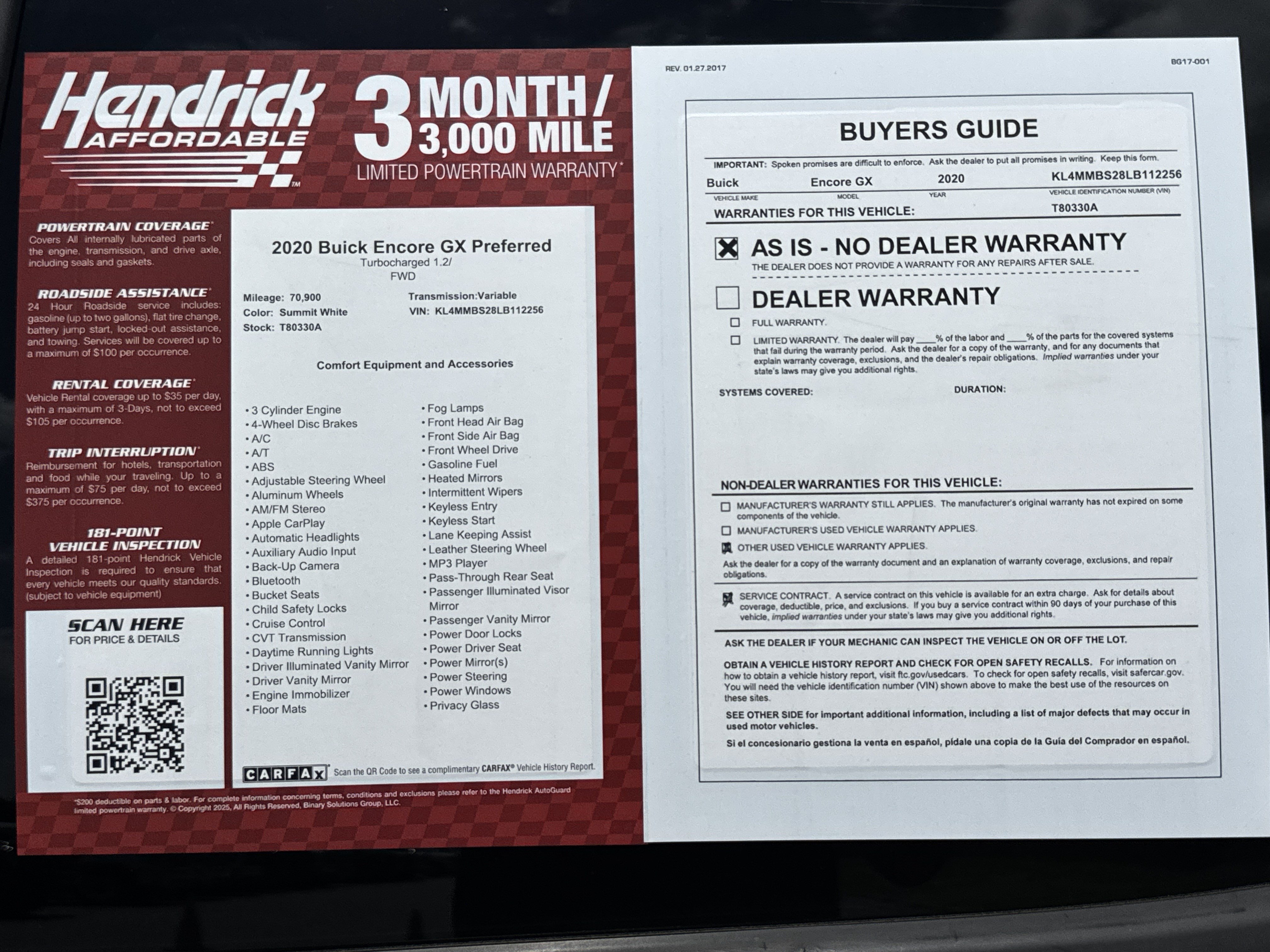 Used 2020 Buick Encore GX Preferred w/ Cold Weather Comfort Package FWD image 33