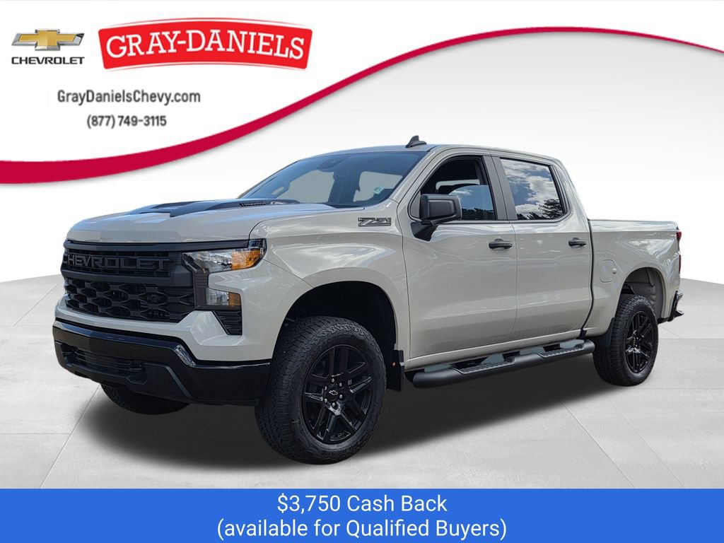 New 2026 Chevrolet Silverado 1500 Custom Trail Boss w/ Turbomax Blackout Package AWD/4WD 360° Tour