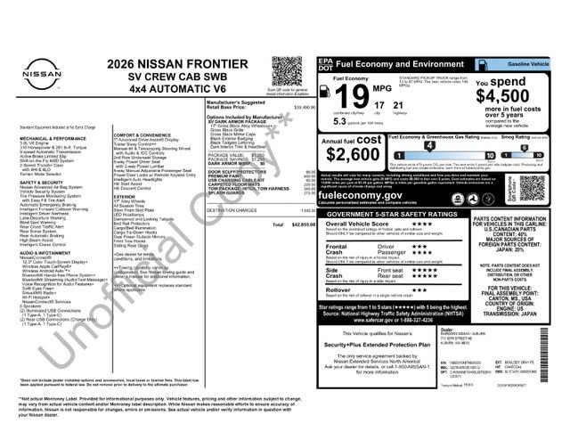 New 2026 Nissan Frontier SV w/ Tow Package image 30
