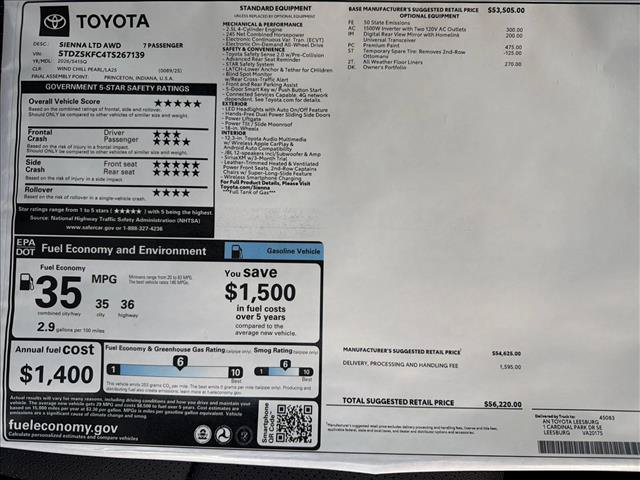 New 2026 Toyota Sienna Limited AWD/4WD image 26