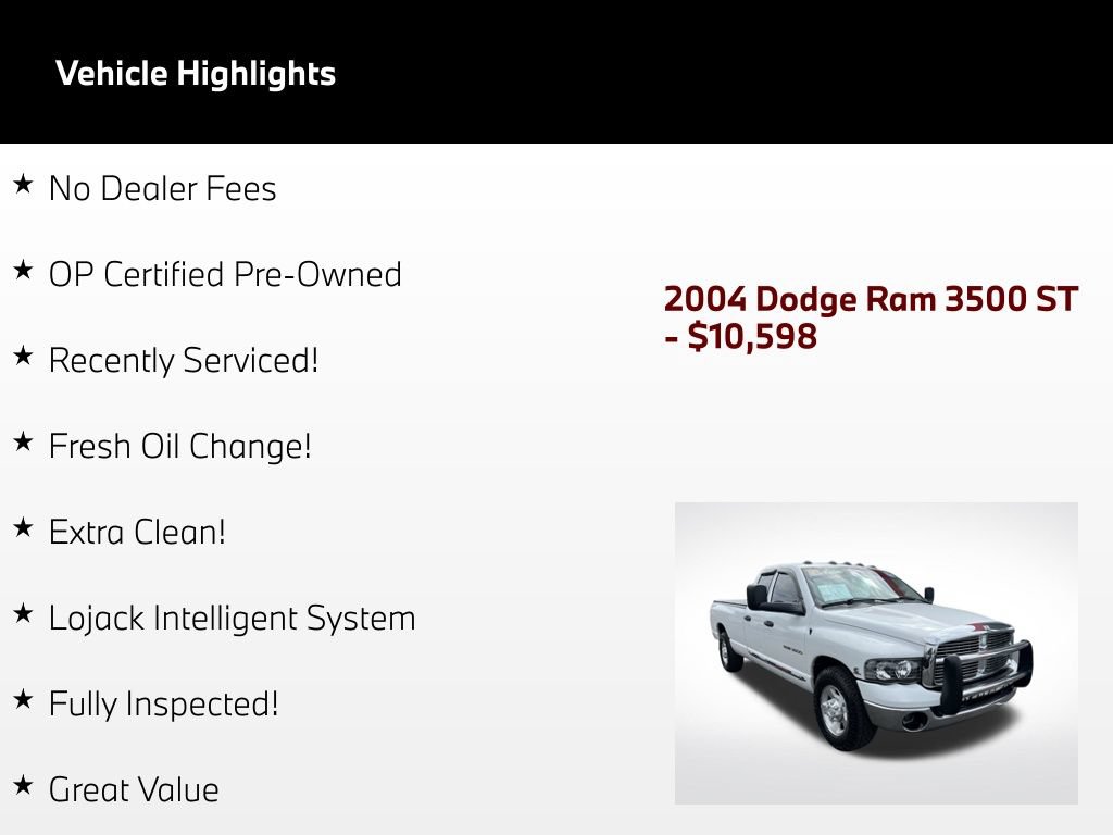 Used 2004 Dodge Ram 3500 Truck ST w/ Trailer Tow Group RWD image 3