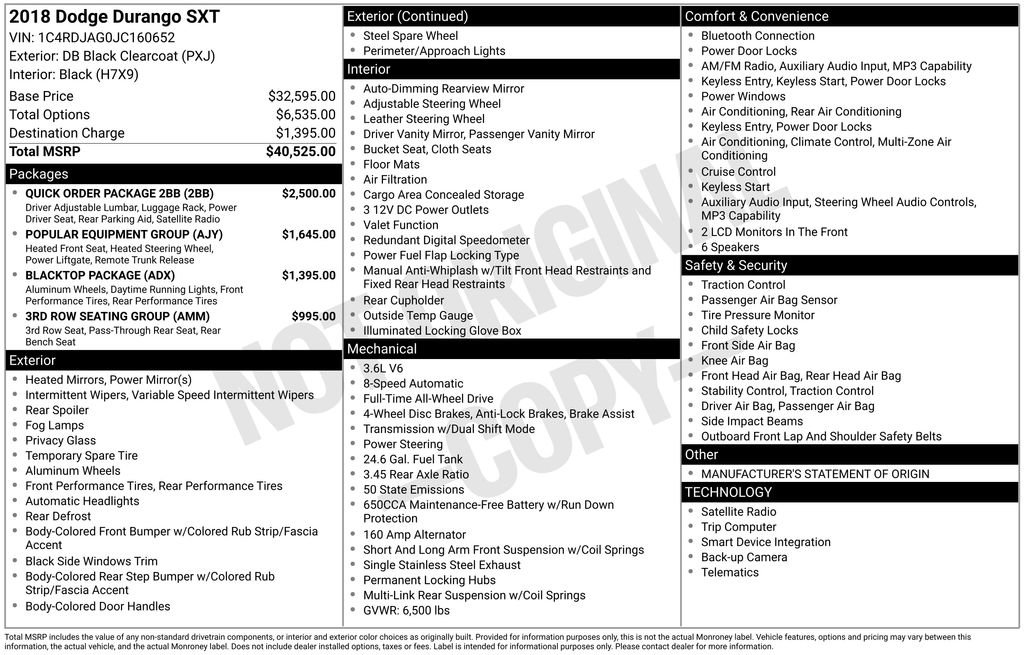 Certified 2018 Dodge Durango SXT w/ Quick Order Package 2BB AWD/4WD image 39