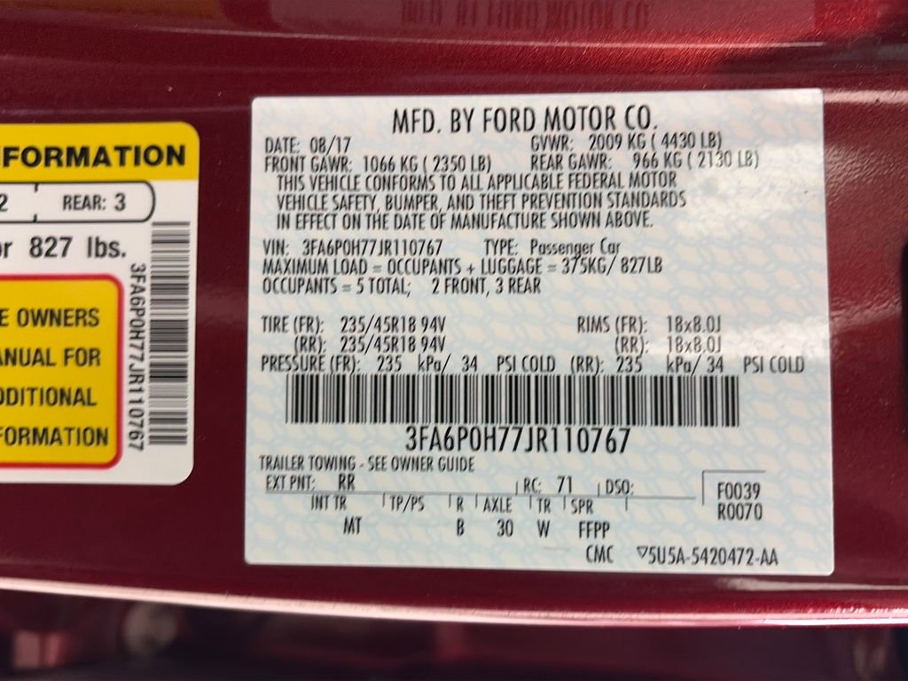 Certified 2018 Ford Fusion SE w/ Equipment Group 201A FWD image 9