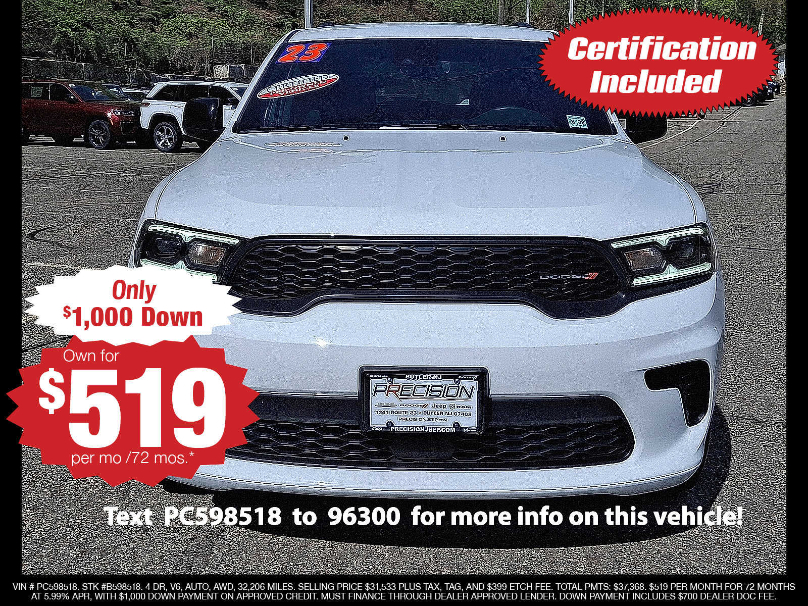 Certified 2023 Dodge Durango GT