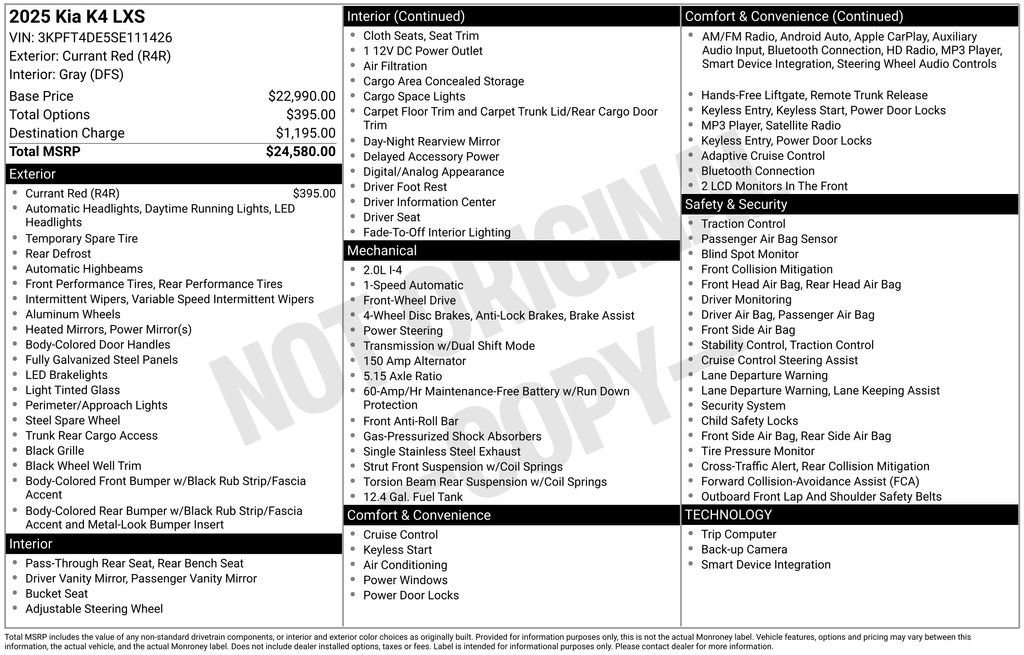 Used 2025 Kia K4 LXS image 13
