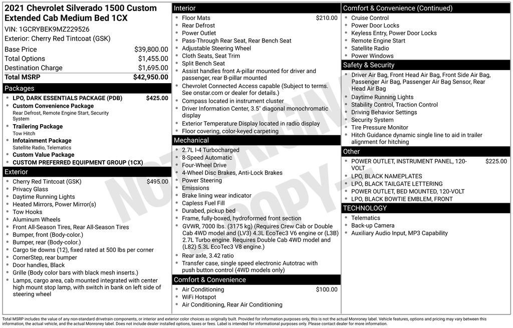 Used 2021 Chevrolet Silverado 1500 Custom w/ LPO, Dark Essentials Package AWD/4WD image 33