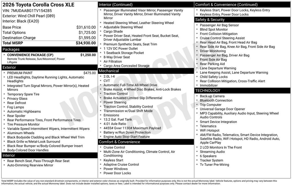Used 2026 Toyota Corolla Cross XLE w/ Convenience Package AWD/4WD image 7