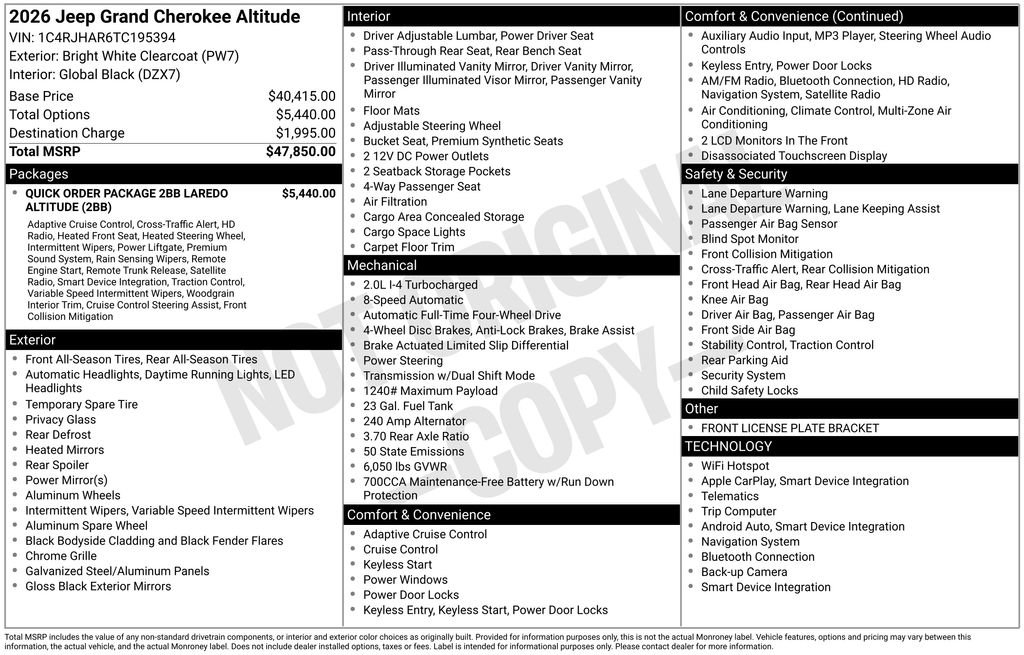 New 2026 Jeep Grand Cherokee Altitude image 6