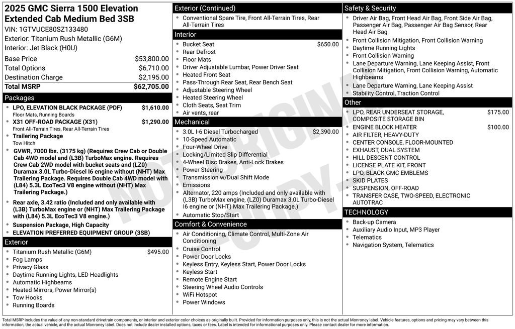 Certified 2025 GMC Sierra 1500 Elevation w/ LPO, Elevation Black Package image 34