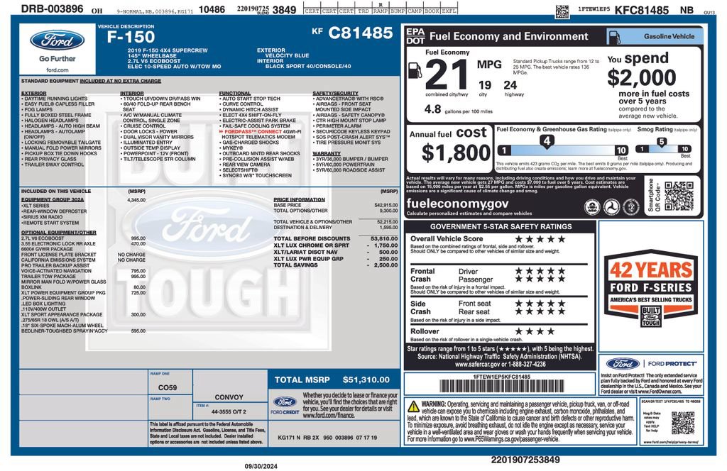 Used 2019 Ford F150 XLT w/ Equipment Group 302A Luxury AWD/4WD image 4