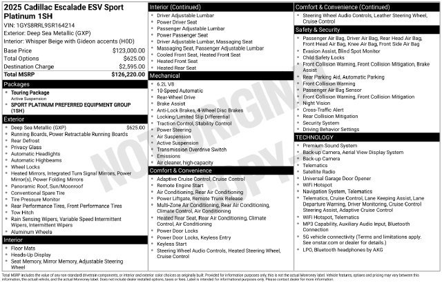 Used 2025 Cadillac Escalade ESV Sport Platinum RWD image 8