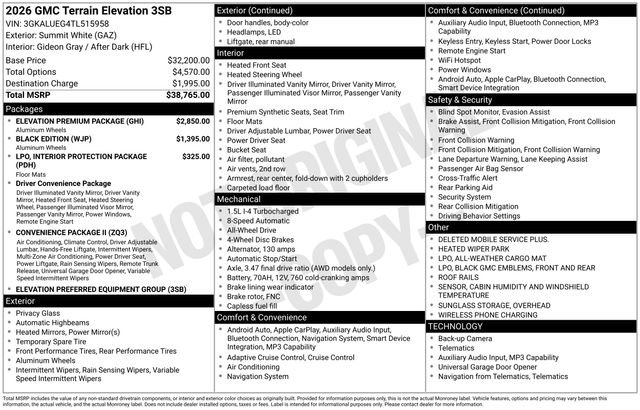 New 2026 GMC Terrain Elevation w/ Elevation Premium Package AWD/4WD image 26