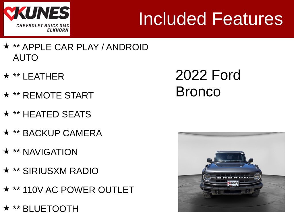 Used 2022 Ford Bronco Black Diamond AWD/4WD image 2