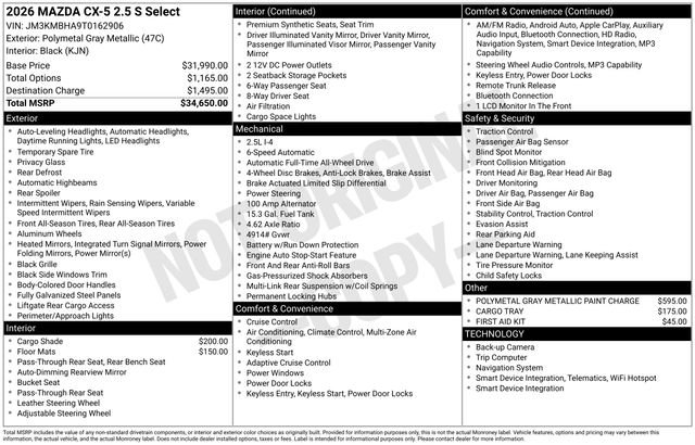 New 2026 MAZDA CX-5 Select AWD/4WD image 9