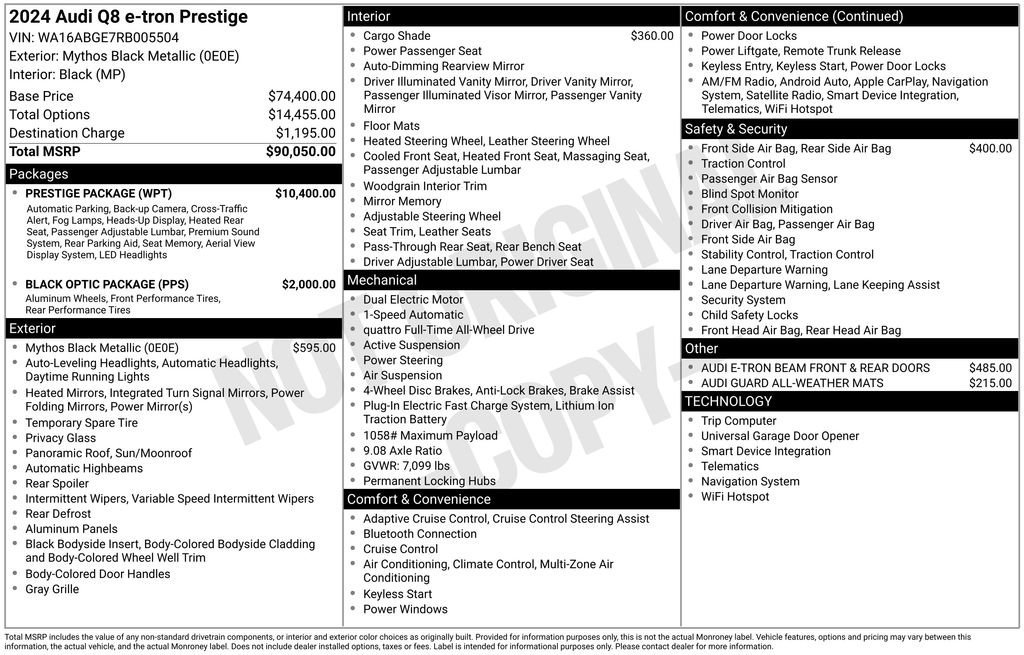Certified 2024 Audi Q8 e-tron Prestige w/ Prestige Package AWD/4WD image 3