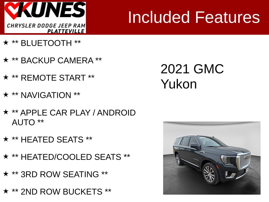 Used 2021 GMC Yukon Denali w/ Denali Premium Package AWD/4WD image 2