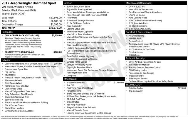 Used 2017 Jeep Wrangler Unlimited Sport w/ Quick Order Package 24S image 43